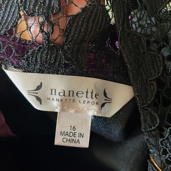 NANETTE lepore Purple Velour Sweetheart Illusion Lace Yoke Sleeveless Dress - Picture 9 of 10